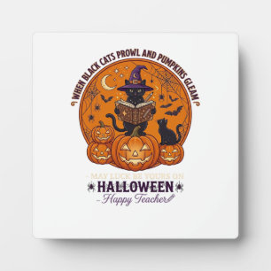 Halloween Glücklicher Lehrer Schwarze Katze Hexenh Fotoplatte