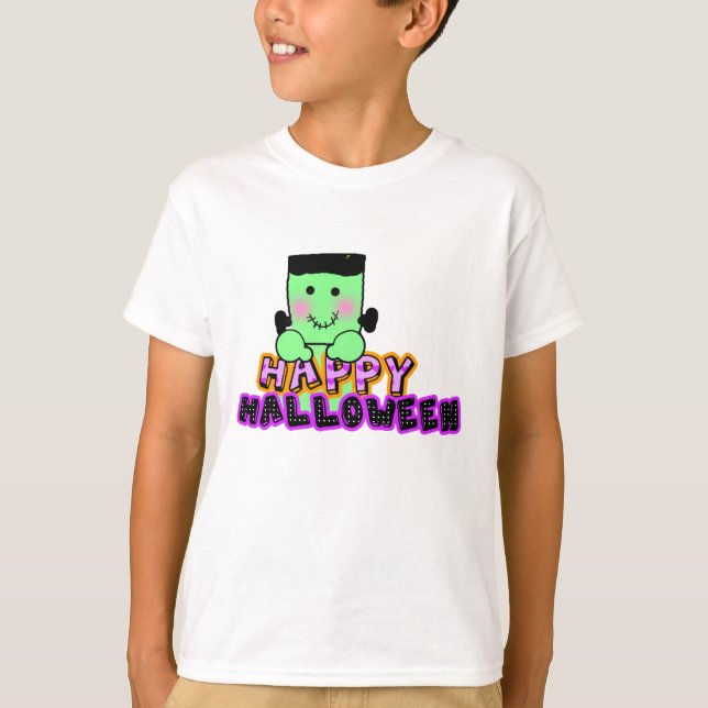 Halloween glückliches frankenstein T-Shirt (Vorderseite)