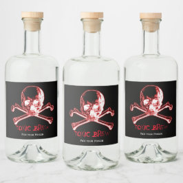 Halloween-Glühschädel und Crossbones Alkoholflaschenetikett