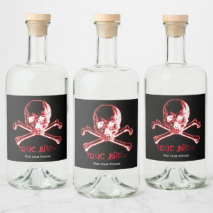 Halloween-Glühschädel und Crossbones Alkoholflaschenetikett