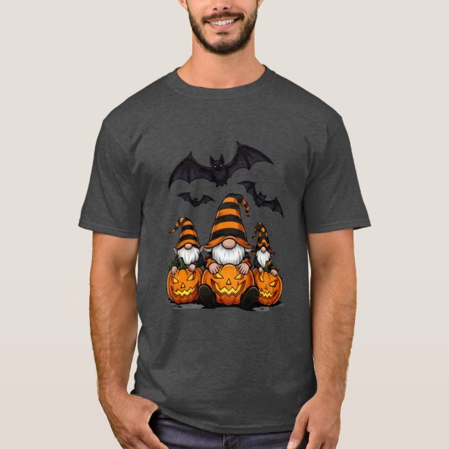 Halloween-Gnom-Basic-Dunkles-T-Shirt T-Shirt (Vorderseite)