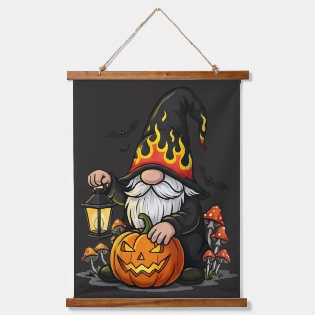 Halloween-Gnom Holz-Oberfläche Wandteppich (Vorderseite)