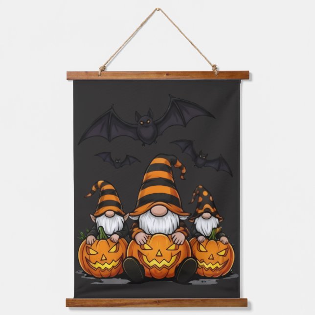 Halloween-Gnom Holz-Oberfläche Wandteppich Mit Holzrahmen (Vorderseite)
