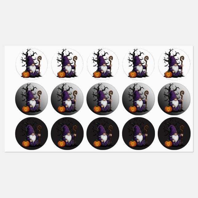 Halloween-Gnom-Labels Etiketten (Blatt)
