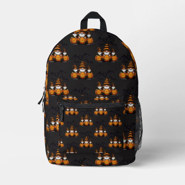 Halloween-Gnom-Rucksack Bedruckter Rucksack (Vorderseite)