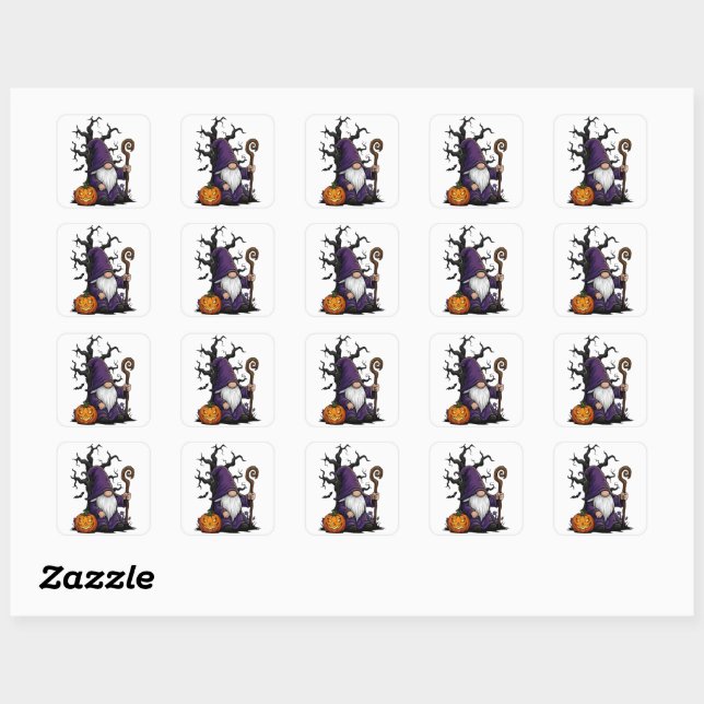 Halloween-Gnom-Sticker Quadratischer Aufkleber (Blatt)