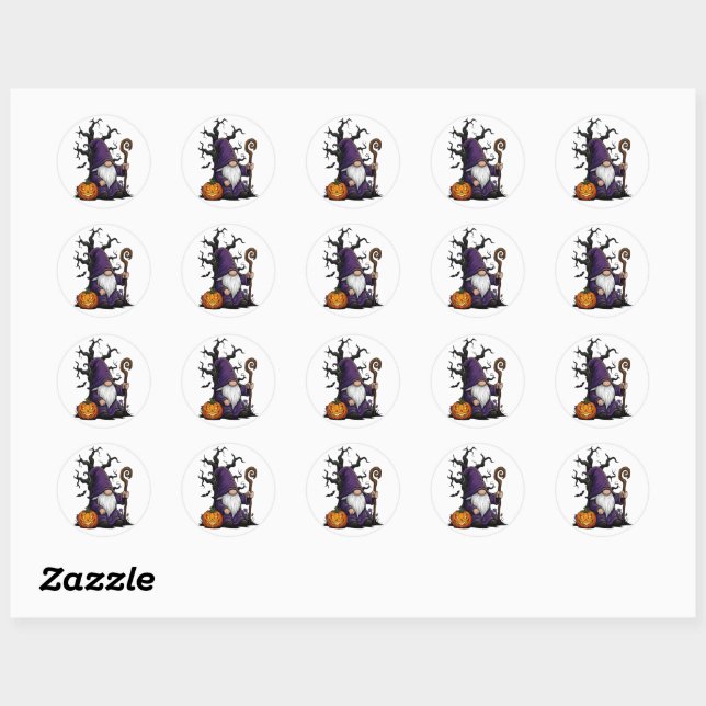 Halloween-Gnom-Sticker Runder Aufkleber (Blatt)
