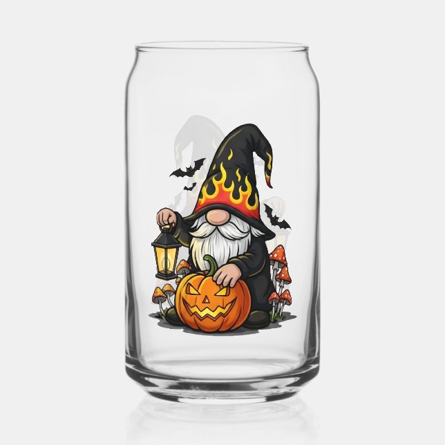 Halloween-Gnom-Trinkset Dosenglas (Vorderseite)