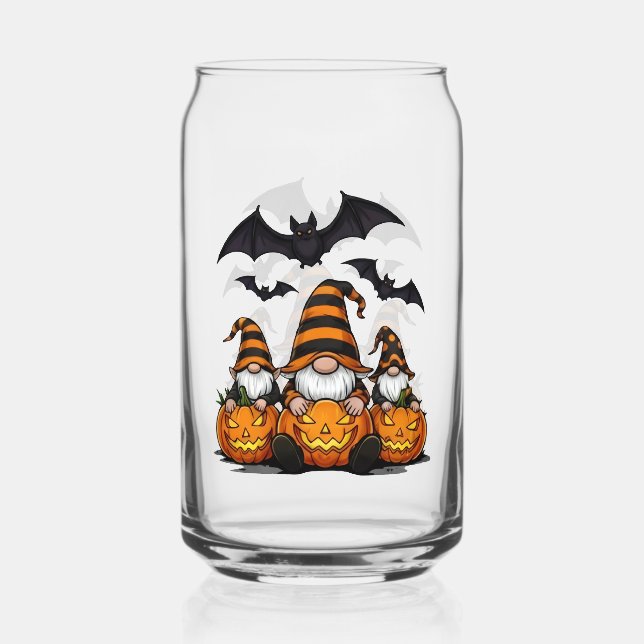 Halloween-Gnom-Trinkset Dosenglas (Vorderseite)