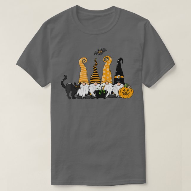 Halloween Gnomas Niedlicher Herbstkürbis T-Shirt (Design vorne)