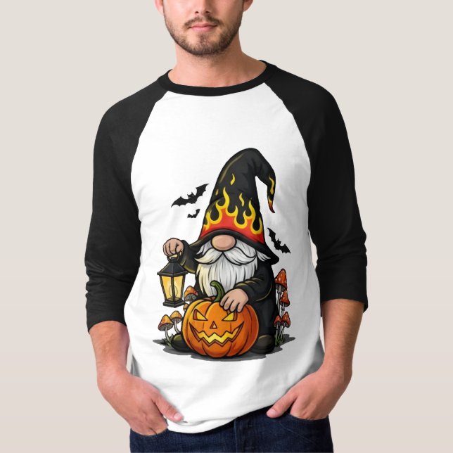 Halloween Gnome 3/4 Sleeve Raglan T-Shirt (Vorderseite)