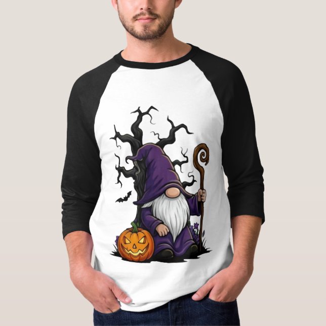 Halloween Gnome 3/4 Sleeve Raglan T-Shirt (Vorderseite)