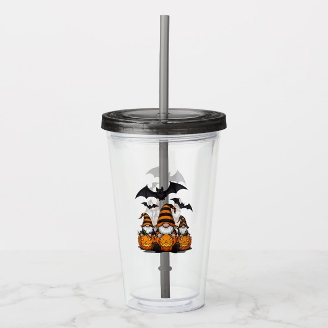 Halloween Gnome Acrylic Tumbler Acryltrinkbecher (Vorderseite)