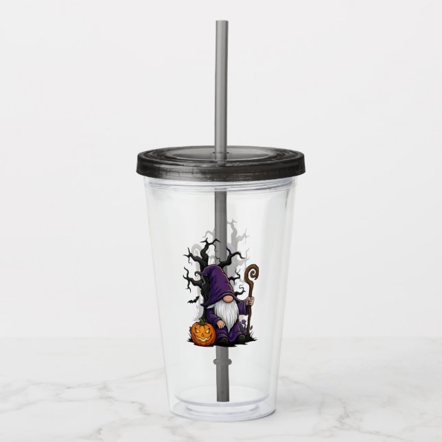 Halloween Gnome Acrylic Tumbler Acryltrinkbecher (Vorderseite)