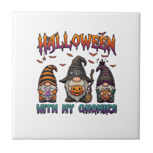 Halloween-Gnome Drei Gnome Hexenhut Kürbis_1 Fliese