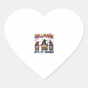 Halloween-Gnome Drei Gnome Hexenhut Kürbis_1 Herz-Aufkleber