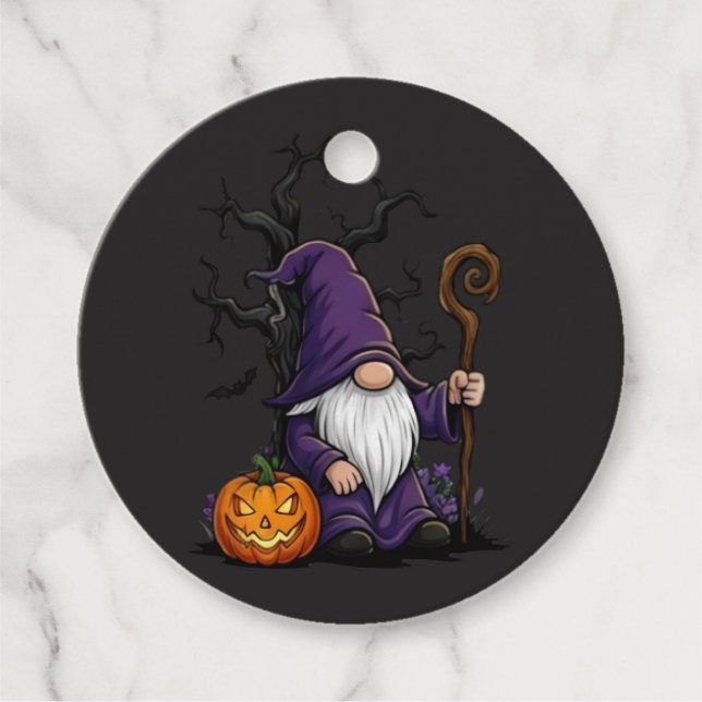 Halloween Gnome Favor Tags Geschenkanhänger (Vorderseite)