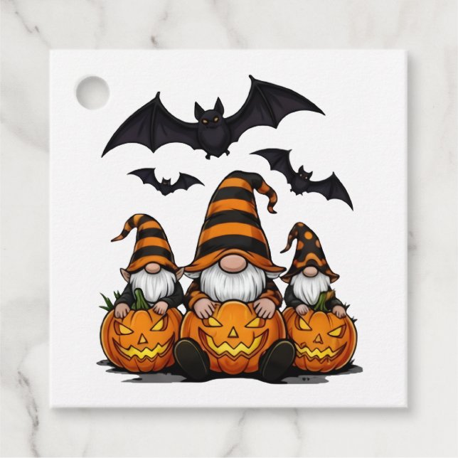 Halloween Gnome Favor Tags Geschenkanhänger (Vorderseite)