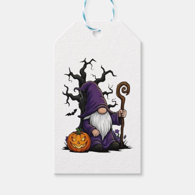 Halloween-Gnome-Geschenkanhänger Geschenkanhänger (Vorderseite)