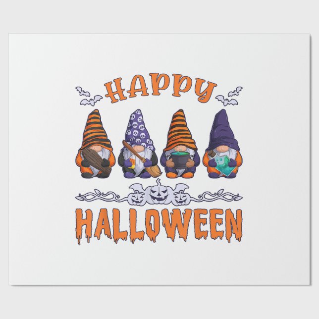 Halloween-Gnome Geschenkpapier (Flach)