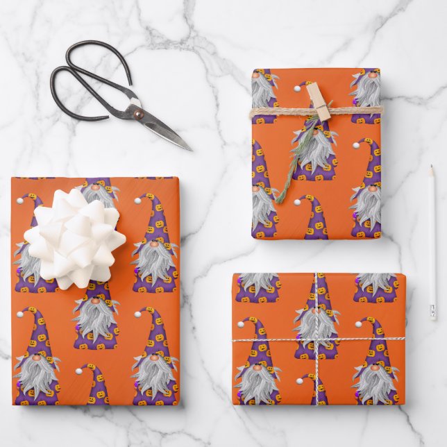 Halloween Gnome Geschenkpapier Set (Vorderseite)