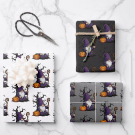 Halloween-Gnome-Geschenkpapier-Set mit 3 flachen B Geschenkpapier Set