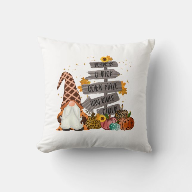 Halloween Gnome, Herbst, Kürbis, Hayriden Kissen (Vorderseite)
