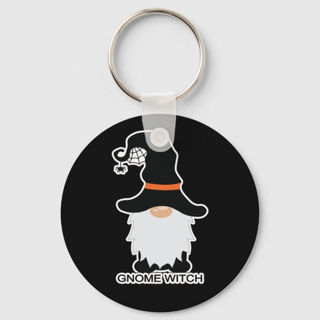 Halloween Gnome Hexenhühner Schwarzer Hut Schlüsselanhänger (Vorderseite)