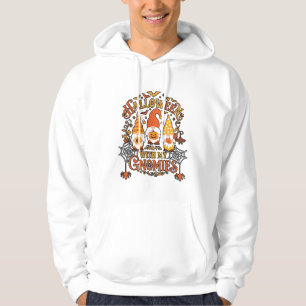Halloween-Gnome Kürbis Spinnennetz Fledermäuse_1 Hoodie