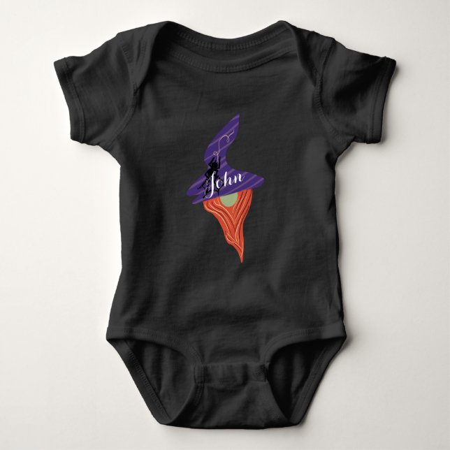 Halloween Gnome Spider Name Baby Strampler (Vorderseite)