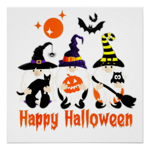 Halloween-Gnome Süßer Herbst-Kürbis Herbst Poster