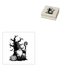 Halloween Gnome Wood Art Stamp Gummistempel