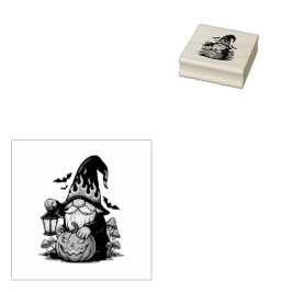 Halloween Gnome Wood Art Stamp Gummistempel