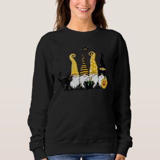 Halloween Gnomes Autumn Pumpkin Fall Holiday Black Sweatshirt