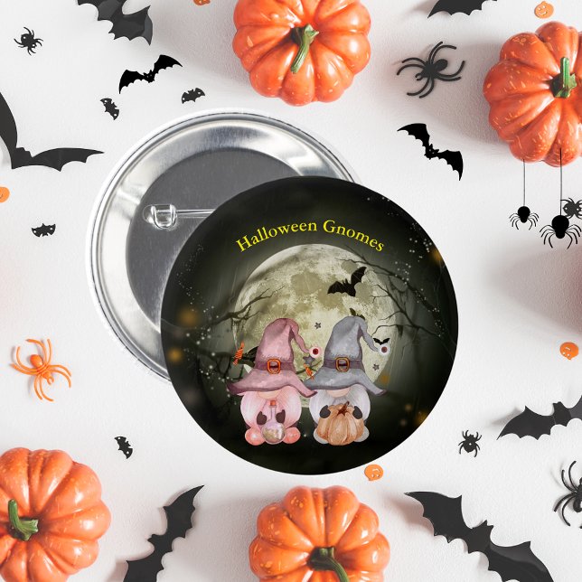 Halloween Gnomes Full Moon Family Button-Back Button (Halloween Gnomes Full Moon Family Pin-Back Button)