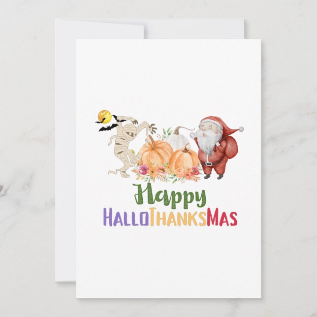 Halloween Gnomes Happy HalloDankeMas Erntedank Einladung (Vorderseite)
