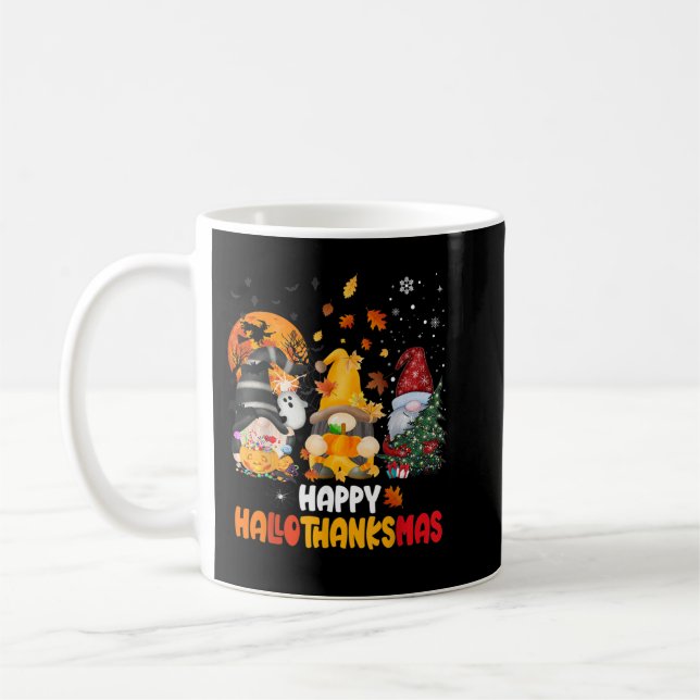 Halloween Gnomes Happy HalloDankeMas Erntedank Kaffeetasse (Links)