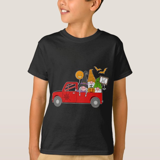 Halloween Gnomes Holiday Kostüm mit rotem Lkw Nr. T-Shirt (Vorderseite)