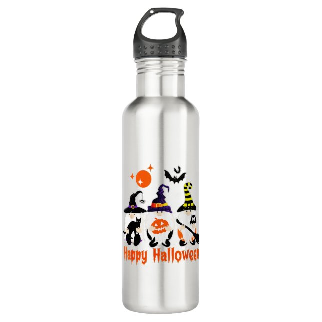 Halloween Gnomes Niedlicher Herbstpumpenfall Edelstahlflasche (Vorderseite)