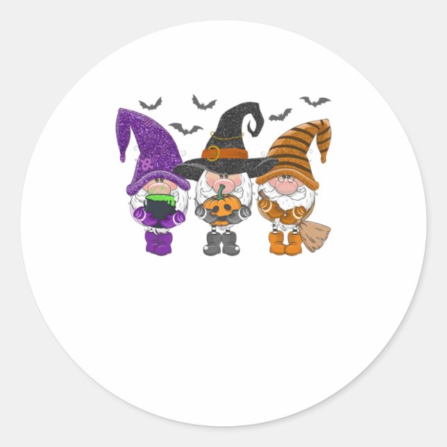 Halloween Gnomes Niedlicher Herbstpumpenfall Fu Runder Aufkleber (Vorderseite)