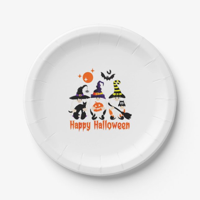 Halloween Gnomes Niedlicher Herbstpumpenfall Pappteller (Vorderseite)