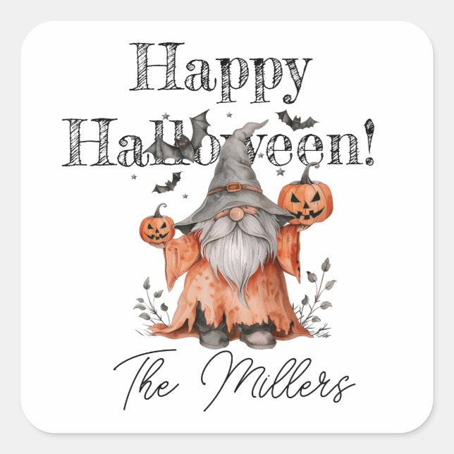 Halloween Gnomes Quadratischer Aufkleber (Vorderseite)