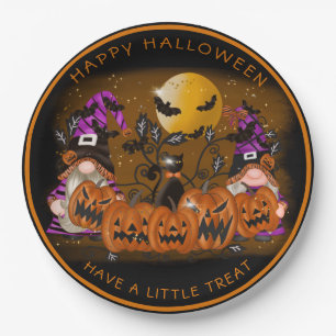 Halloween Gnones Beängstigend Pumpkins Black Cat  Pappteller