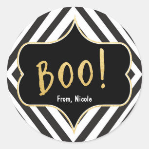 Halloween Gold BOO Schwarz Weiß Moderne Schicke Au Runder Aufkleber