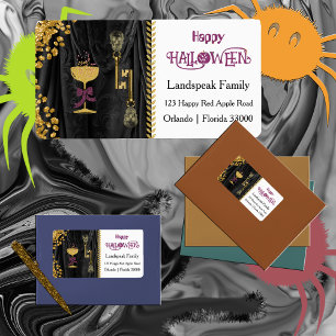Halloween Gold Glitzer Skulls & Glitzer Champagne Adressaufkleber
