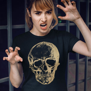 Halloween Gold Skull T-shirt Femmes