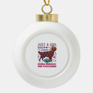 Halloween Golden Retriever_1 Keramik Kugel-Ornament