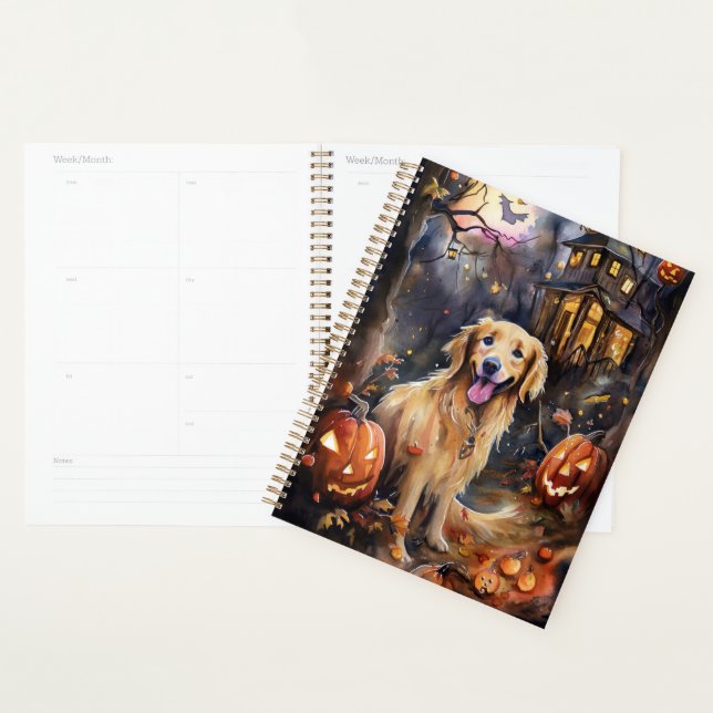 Halloween Golden Retriever avec la peur Citrouille (Devant avec enveloppe)