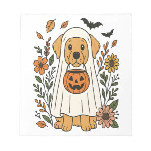 Halloween Golden Retriever Blumen Notizblock