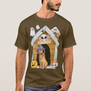 Halloween Golden Retriever Dog Hexe Spuk Haus T-Shirt